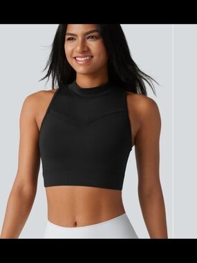 High-Neck Black Crop Bralette -